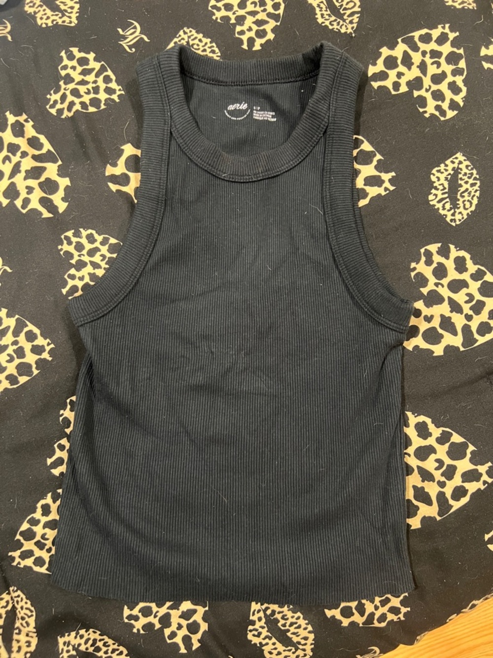 aerie Black Ribbed Scoop Tank - Sleeveless Cropped Fit